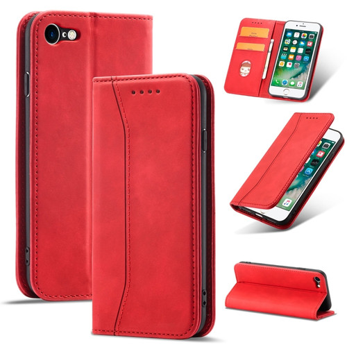 iPhone SE 2022 / SE 2020 / 8 / 7 Magnetic Dual-fold Leather Case - Red