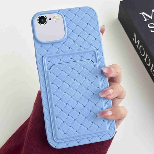 iPhone SE 2022 / SE 2020 / 8 / 7 Weave Texture Card Slot Skin Feel Phone Case - Sky Blue