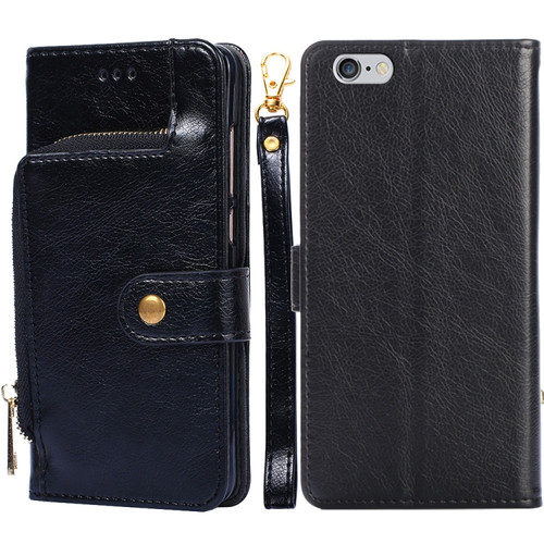 iPhone SE 2022 / SE 2020 / 8 / 7 Zipper Bag Horizontal Flip Leather Case with Holder & Card Slot & Wallet & Lanyard - Black