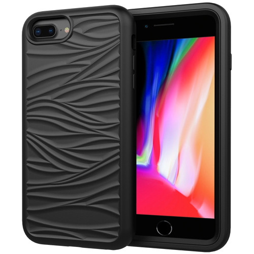 iPhone SE 2022 / SE 2020 Wave Pattern 3 in 1 Silicone+PC Shockproof Protective Case - Black