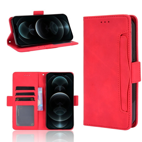 iPhone 12 Pro Max Multiple Card Slots Horizontal Flip Leather Case with Holder & Wallet - Red