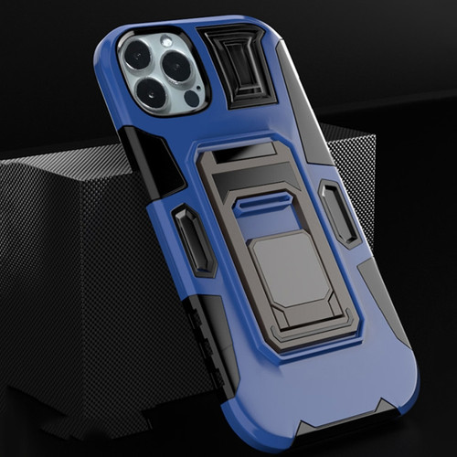 iPhone 12 Pro Max MechaWarrior Multifunctional Holder Phone Case - Blue