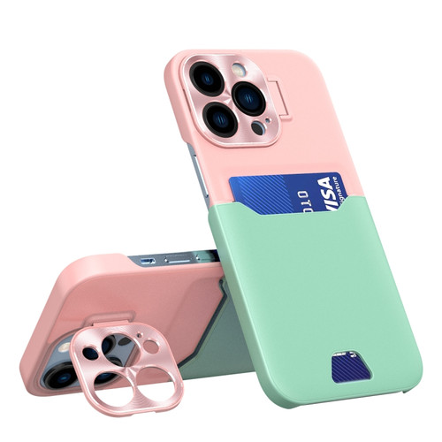 iPhone 12 Pro Max Contrasting Colors Invisible Holder Phone Case - Pink Green