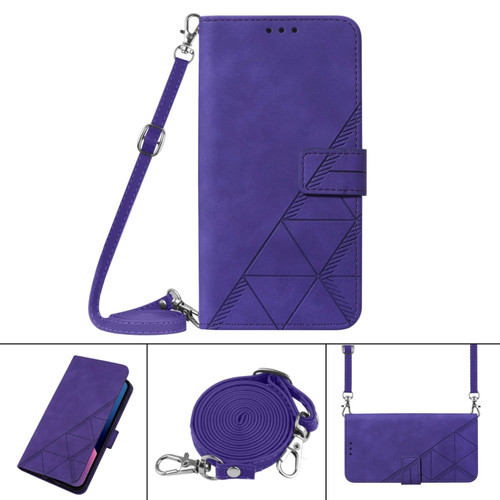 iPhone 12 Pro Max Crossbody 3D Embossed Flip Leather Phone Case - Purple