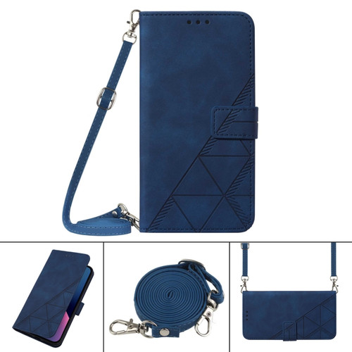 iPhone 12 Pro Max Crossbody 3D Embossed Flip Leather Phone Case - Blue