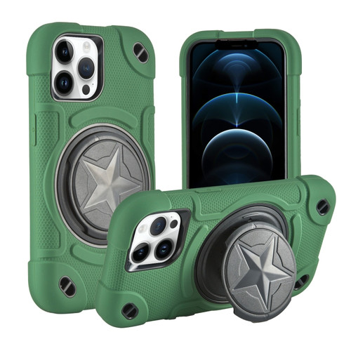 iPhone 12 Pro Max Shield PC Hybrid Silicone Phone Case - Dark Green+Black