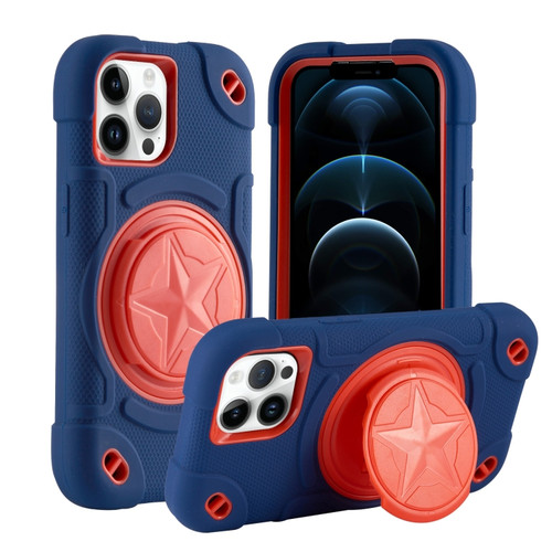 iPhone 12 Pro Max Shield PC Hybrid Silicone Phone Case - Navy+Red