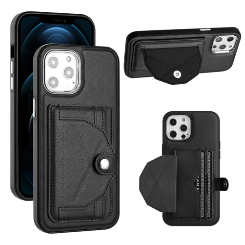 iPhone 12 Pro Max Shockproof Leather Phone Case with Card Holder - Black
