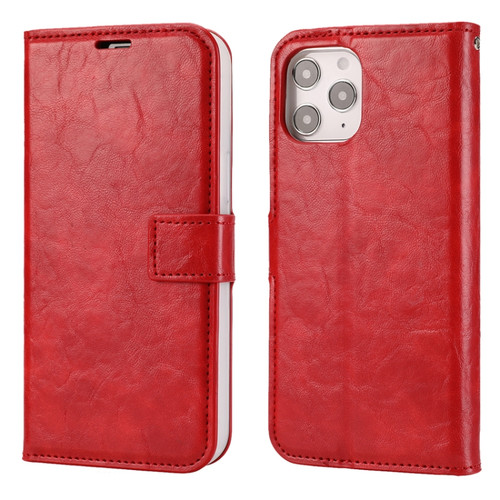iPhone 12 Pro Max Crazy Horse Texture Detachable Magnetic Back Cover Horizontal Flip Leather Case with Holder & Card Slots & Photo Frame & Wallet - Red