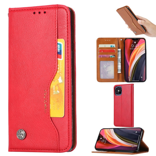 iPhone 12 Pro Max Knead Skin Texture Horizontal Flip Leather Case with Photo Frame & Holder & Card Slots & Wallet - Red