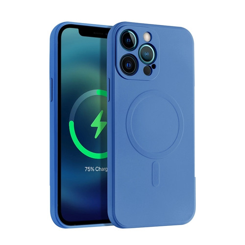 iPhone 12 Pro Max Liquid Silicone Full Coverage Magsafe Phone Case - Blue