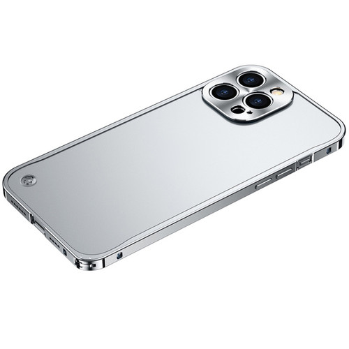 iPhone 12 Pro Max Metal Frame Frosted PC Shockproof Phone Case - Silver