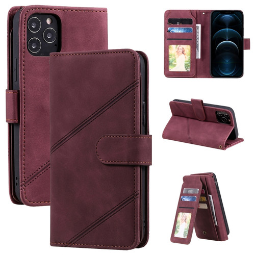 iPhone 12 Pro Max Skin Feel Business Horizontal Flip PU Leather Case with Holder & Multi-Card Slots & Wallet & Lanyard & Photo Frame - Red