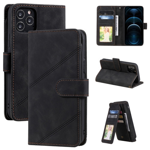iPhone 12 Pro Max Skin Feel Business Horizontal Flip PU Leather Case with Holder & Multi-Card Slots & Wallet & Lanyard & Photo Frame - Black