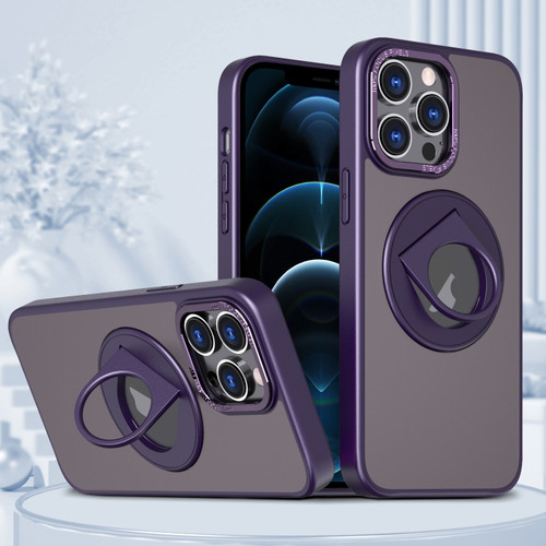 iPhone 12 Pro Max Rotating Ring Magnetic Holder Phone Case - Purple