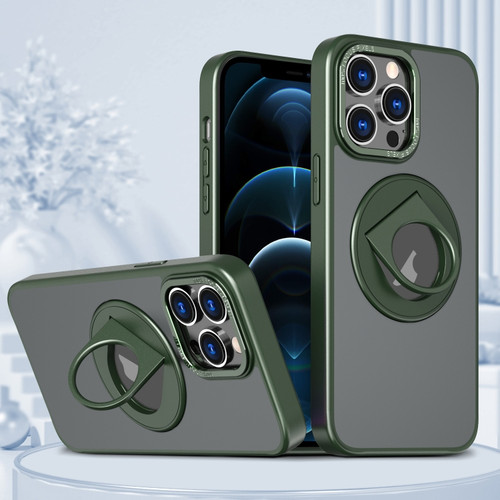 iPhone 12 Pro Max Rotating Ring Magnetic Holder Phone Case - Green