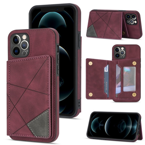 iPhone 12 Pro Max Line Card Holder Phone Case - Wine Red