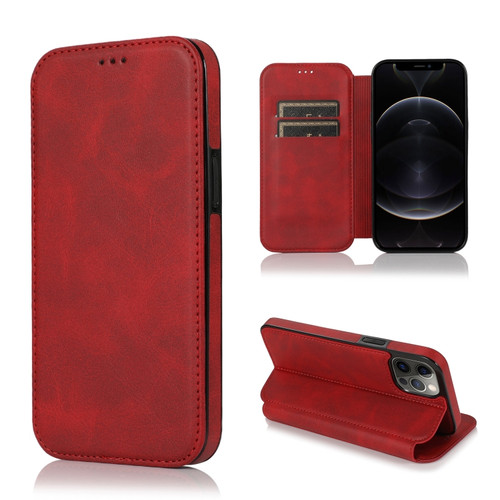 iPhone 12 Pro Max Knight Magnetic Suction Leather Phone Case - Red
