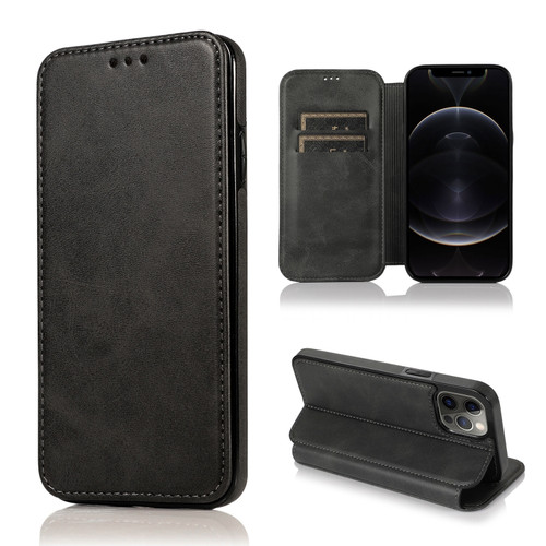 iPhone 12 Pro Max Knight Magnetic Suction Leather Phone Case - Black
