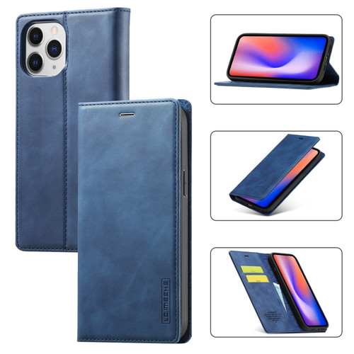 iPhone 12 Pro Max LC.IMEEKE Strong Magnetism Ultra-thin Horizontal Flip Shockproof Matte TPU + PU Leather Case with Holder & Card Slots & Wallet - Blue