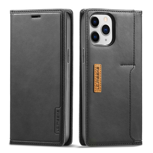 iPhone 12 Pro Max LC.IMEEKE LC-001 Series PU + TPU Color Matching Frosted Horizontal Flip Leather Case with Holder & Card Slot - Black