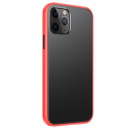 iPhone 12 Pro Max Skin Feel Frosted PC + TPU Shockproof Case with Color Button - Red