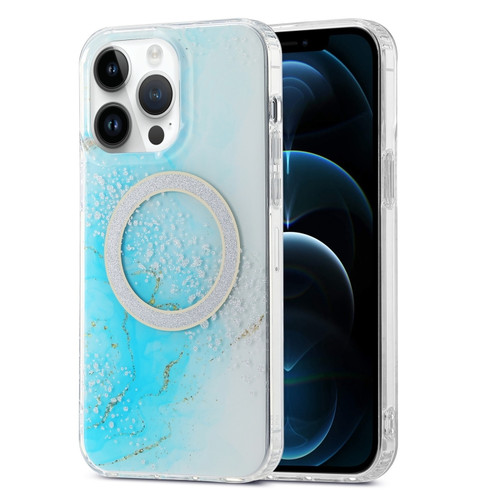 iPhone 12 Pro Max Dual-side IMD Marble Magsafe Phone Case - Sky Blue
