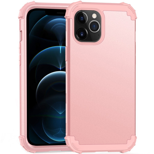 iPhone 12 Pro Max PC+ Silicone Three-piece Anti-drop Mobile Phone Protective Back Cover - Rose Gold