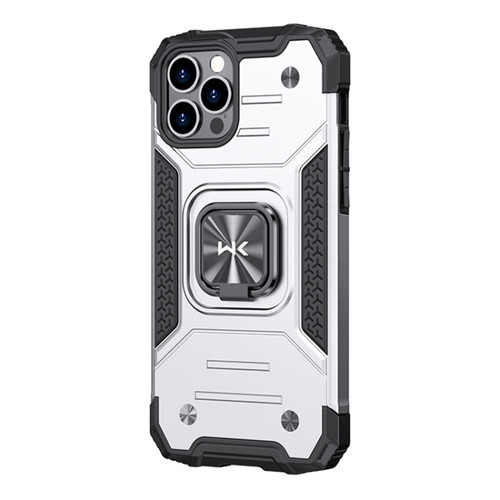 iPhone 12 Pro Max WK WTP-012 Shockproof PC + TPU + Metal Phone Case with Ring Holder - Silver