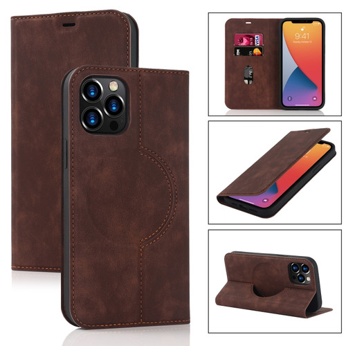 iPhone 12 Pro Max Wireless Charging Magsafe Leather Phone Case - Brown
