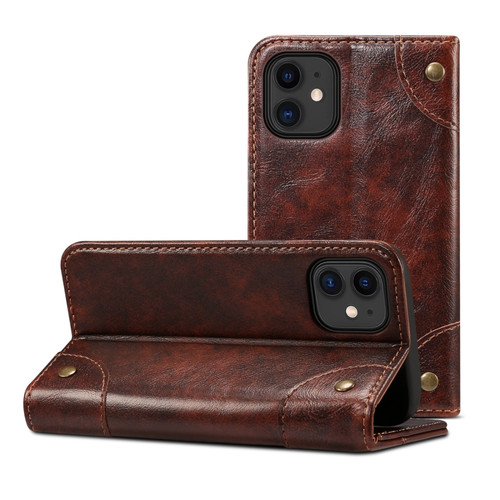 iPhone 12 Pro Max Baroque Simple Horizontal Flip Leather Case with Holder & Card Slots & Wallet - Dark Brown