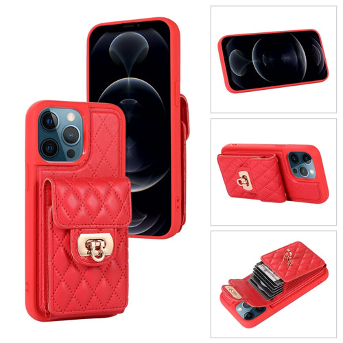 iPhone 12 Pro Max Card Slot Leather Phone Case - Red