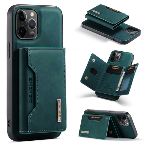iPhone 12 Pro Max DG.MING M2 Series 3-Fold Multi Card Bag + Magnetic Back Cover Shockproof Case with Wallet & Holder Function - Green