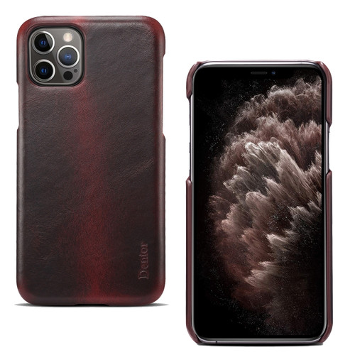 iPhone 12 Pro Max Denior Oil Wax Cowhide Phone Case - Red