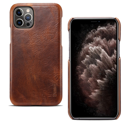 iPhone 12 Pro Max Denior Oil Wax Cowhide Phone Case - Brown