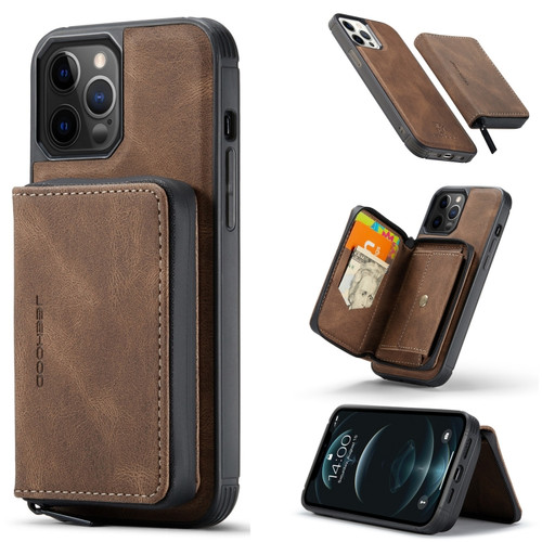 iPhone 12 Pro Max JEEHOOD Magnetic Zipper Horizontal Flip Leather Case with Holder & Card Slot & Wallet - Brown