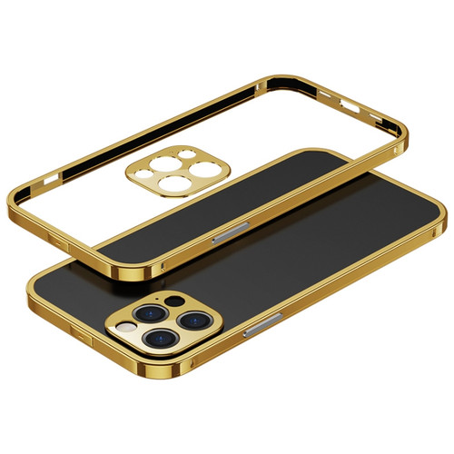 iPhone 12 Pro Max Electroplated Glossy Stainless Steel Phone Case - Gold
