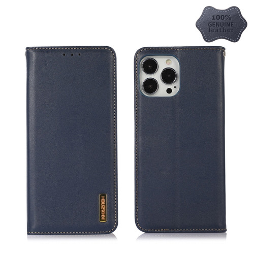 iPhone 12 Pro Max KHAZNEH Nappa Top Layer Cowhide Leather Phone Case - Blue