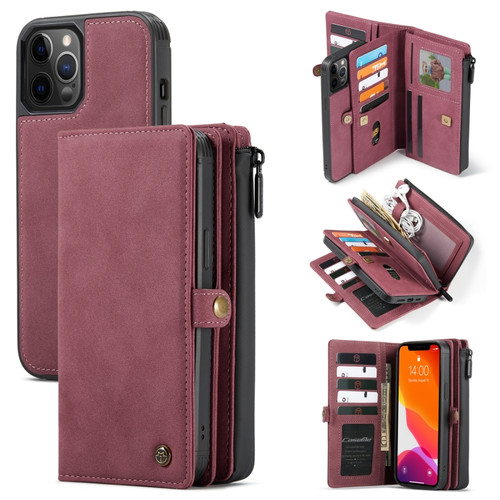 iPhone 12 Pro Max CaseMe 018 Detachable Multi-functional Horizontal Flip Leather Case, with Card Slot & Holder & Zipper Wallet & Photo Frame - Red