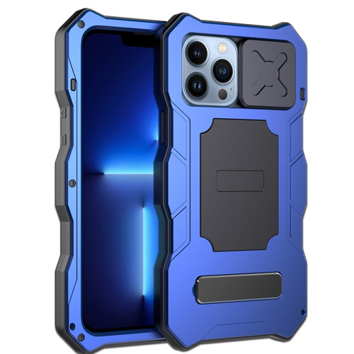 iPhone 12 Pro Max Camshield Shockproof Life Waterproof Dustproof Metal Case with Holder - Blue