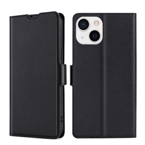 iPhone 13 mini Ultra-thin Voltage Side Buckle PU + TPU Horizontal Flip Leather Case with Holder & Card Slot  - Black