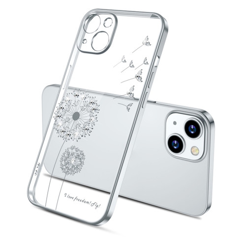 iPhone 13 mini Electroplating Diamond Dandelion Pattern TPU Shockproof Protective Case  - Silver