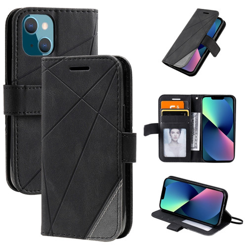 iPhone 13 mini Skin Feel Splicing Horizontal Flip Leather Phone Case  - Black