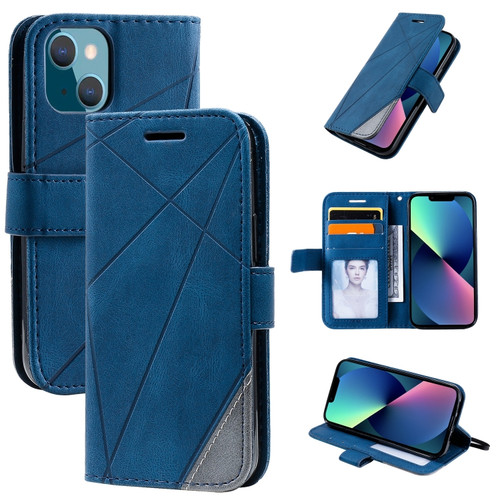 iPhone 13 mini Skin Feel Splicing Horizontal Flip Leather Phone Case  - Blue