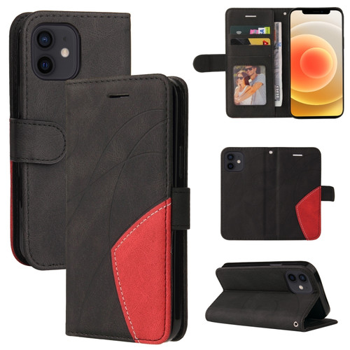 iPhone 13 mini Dual-color Splicing Horizontal Flip PU Leather Case with Holder & Card Slots & Wallet  - Black