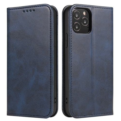 iPhone 13 mini Calf Texture Magnetic Horizontal Flip Leather Case with Holder & Card Slots & Wallet  - Blue