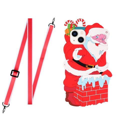 iPhone 13 mini Christmas Series TPU Shockproof Case with Neck Lanyard  - Santa Claus