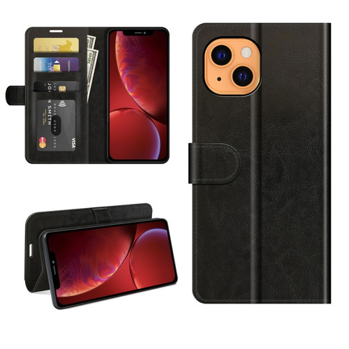 iPhone 13 mini R64 Texture Single Horizontal Flip Protective Case with Holder & Card Slots & Wallet& Photo Frame  - Black