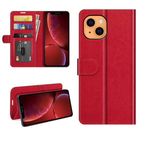 iPhone 13 mini R64 Texture Single Horizontal Flip Protective Case with Holder & Card Slots & Wallet& Photo Frame  - Red