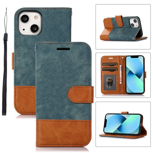 iPhone 13 mini Splicing Leather Phone Case - Green